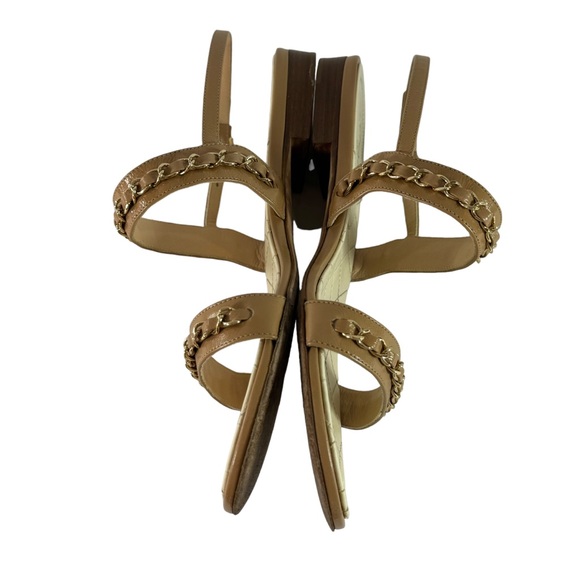 CHANEL Quilted Tan Leather & Gold Chain Strappy Sandals Marked as 37.5 - 7.5US - Picture 9 of 12